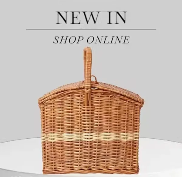 Bcf_India_Wicker_Basket_For_Lunch_Picnic_Basket_With_Top_Handle_Modern_Picnic_Baskets_Bamboo_Food_Baskets_Rectangular_Brown_Large_14_15_12_Inches