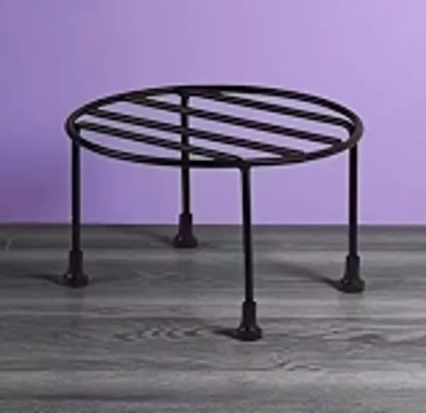 Bcf_Bamboo_Craft_Premium_Wrought_Iron_Round_Stand_For_Flower_Pots_Kitchen_Use_Heavy_Duty_Metal_Rack_For_Plants_Stand_Hot_Utensils_Storage_Rust_Resistant_With_Floor_Protector_Bushes_Black