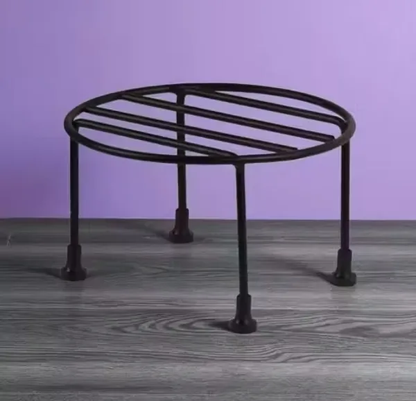 Bcf_Bamboo_Craft_Premium_Wrought_Iron_Round_Stand_For_Flower_Pots_Kitchen_Use_Heavy_Duty_Metal_Rack_For_Plants_Stand_Hot_Utensils_Storage_Rust_Resistant_With_Floor_Protector_Bushes_Black