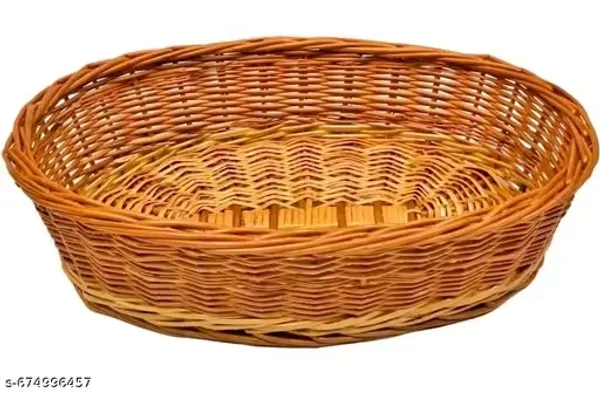 Bcf_Oval_Deep_Cane_Bamboo_Basket_Fruit_Gift_Packing_Kitchen_Multipurpose_Handmade_Eco_Friendly_Cane_Basket_Brown_Size_13x10_Inch_Height_4inch_Capicity_5_Kg_Med