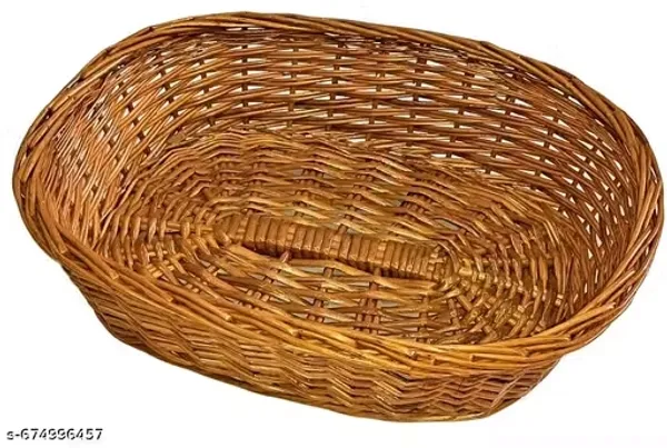 Bcf_Oval_Deep_Cane_Bamboo_Basket_Fruit_Gift_Packing_Kitchen_Multipurpose_Handmade_Eco_Friendly_Cane_Basket_Brown_Size_13x10_Inch_Height_4inch_Capicity_5_Kg_Med