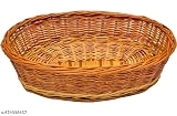 Bcf_Oval_Deep_Cane_Bamboo_Basket_Fruit_Gift_Packing_Kitchen_Multipurpose_Handmade_Eco_Friendly_Cane_Basket_Brown_Size_13x10_Inch_Height_4inch_Capicity_5_Kg_Med