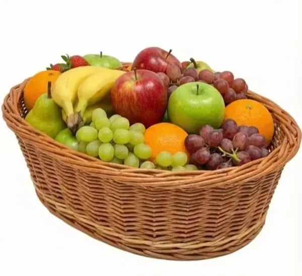 Bcf_Oval_Deep_Cane_Bamboo_Basket_Fruit_Gift_Packing_Kitchen_Multipurpose_Handmade_Eco_Friendly_Cane_Basket_Brown_Size_13x10_Inch_Height_4inch_Capicity_5_Kg_Med