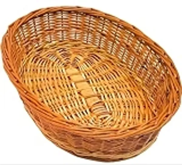 Bcf_Oval_Deep_Cane_Bamboo_Basket_Fruit_Gift_Packing_Kitchen_Multipurpose_Handmade_Eco_Friendly_Cane_Basket_Brown_Size_13x10_Inch_Height_4inch_Capicity_5_Kg_Med