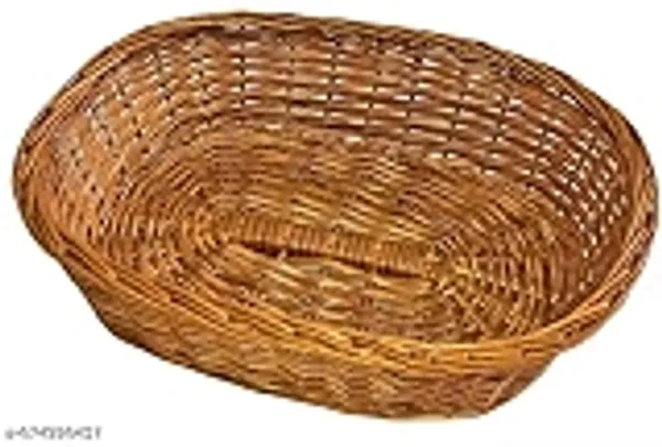 Bcf_Oval_Deep_Cane_Bamboo_Basket_Fruit_Gift_Packing_Kitchen_Multipurpose_Handmade_Eco_Friendly_Cane_Basket_Brown_Size_13x10_Inch_Height_4inch_Capicity_5_Kg_Med