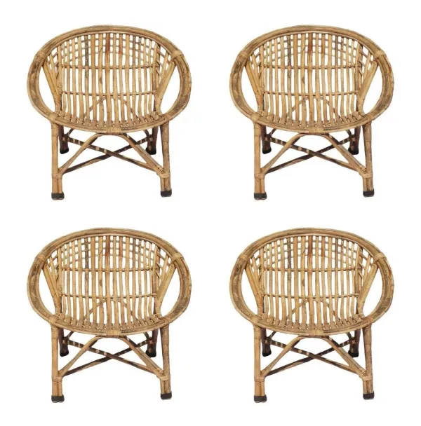 Cane_Lawn_Chair_With_Cushion_Handcrafted_Round_Chair_Set_Of_4