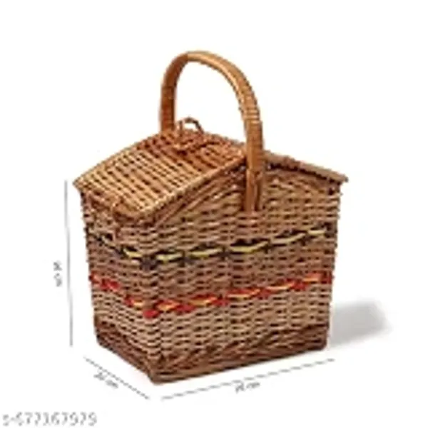 Bcf_India_Wicker_Basket_For_Lunch_Picnic_Basket_With_Top_Handle_Modern_Picnic_Baskets_Bamboo_Food_Baskets_Rectangular_Brown_Small_L26_X_W20_X_H26_Cm