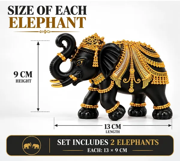 Handcrafted_Resin_Elephant_Showpiece_Set_Of_2_For_Home_Decor_Resin_Elephant_Statue_For_Good_Luck_Trunk_Up_Elephant_Showpiece_For_Office_Desk_Living_Room_Gift_Black_Gold_13_9_Cm_Each