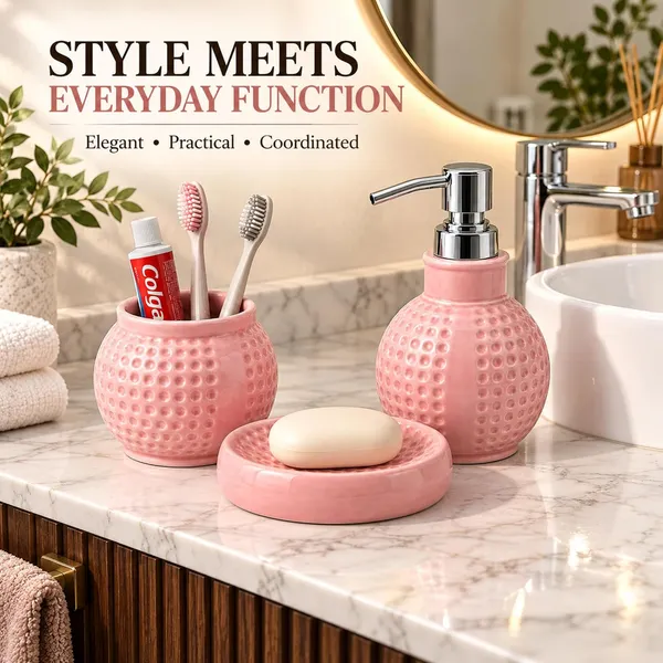 Pink_Ceramic_Glossy_Glazed_Finish_Soap_Dispenser_&_Toothbrush_Holder_&_Soap_Dish_For_Bathroom