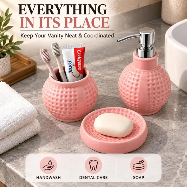 Pink_Ceramic_Glossy_Glazed_Finish_Soap_Dispenser_&_Toothbrush_Holder_&_Soap_Dish_For_Bathroom
