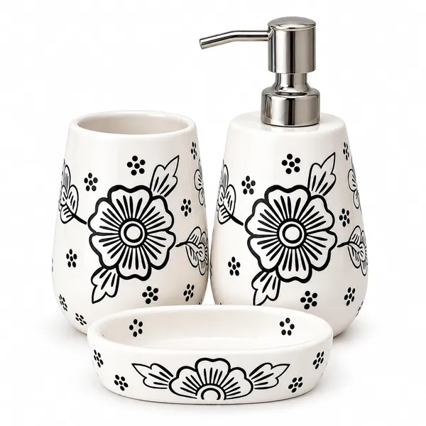 Black_&_White_Ceramic_Glossy_Glazed_Finish_Soap_Dispenser_&_Toothbrush_Holder_&_Soap_Dish_For_Bathroom