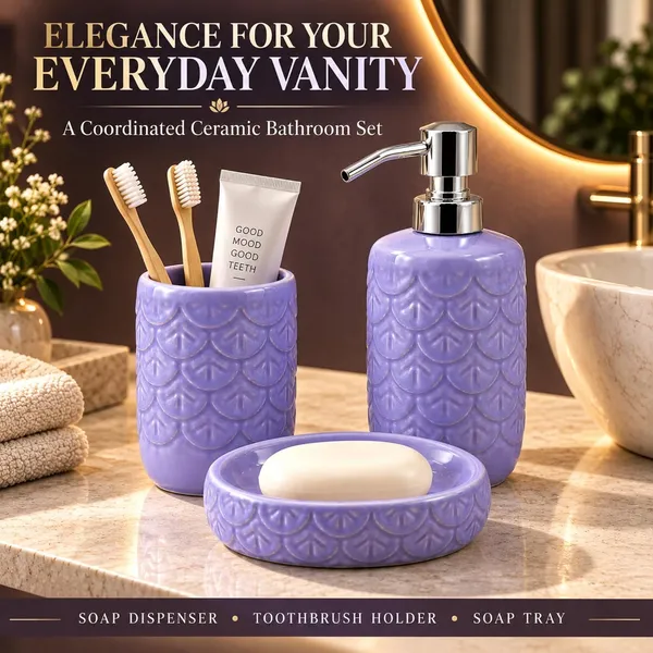 Lavender_Ceramic_Glossy_Glazed_Finish_Soap_Dispenser_&_Toothbrush_Holder_&_Soap_Dish_For_Bathroom