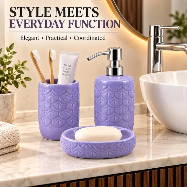 Lavender_Ceramic_Glossy_Glazed_Finish_Soap_Dispenser_&_Toothbrush_Holder_&_Soap_Dish_For_Bathroom