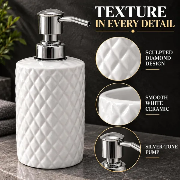 White_Ceramic_Glossy_Glazed_Finish_Soap_Dispenser_&_Toothbrush_Holder_&_Soap_Dish_For_Bathroom