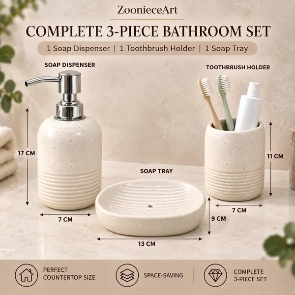 Cream_Ceramic_Glossy_Glazed_Finish_Soap_Dispenser_&_Toothbrush_Holder_&_Soap_Dish_For_Bathroom