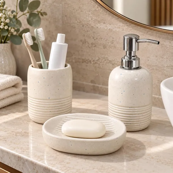 Cream_Ceramic_Glossy_Glazed_Finish_Soap_Dispenser_&_Toothbrush_Holder_&_Soap_Dish_For_Bathroom