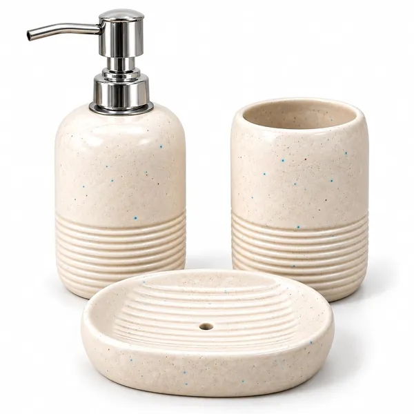 Cream_Ceramic_Glossy_Glazed_Finish_Soap_Dispenser_&_Toothbrush_Holder_&_Soap_Dish_For_Bathroom
