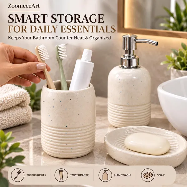 Cream_Ceramic_Glossy_Glazed_Finish_Soap_Dispenser_&_Toothbrush_Holder_&_Soap_Dish_For_Bathroom
