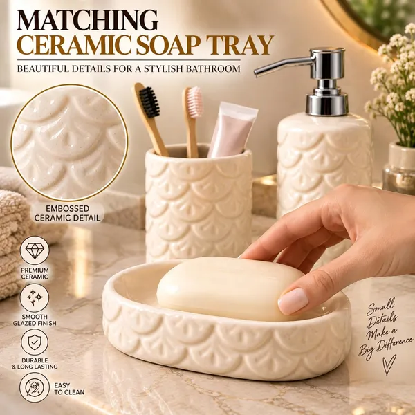 Cream_Ceramic_Glossy_Glazed_Finish_Soap_Dispenser_&_Toothbrush_Holder_&_Soap_Dish_For_Bathroom