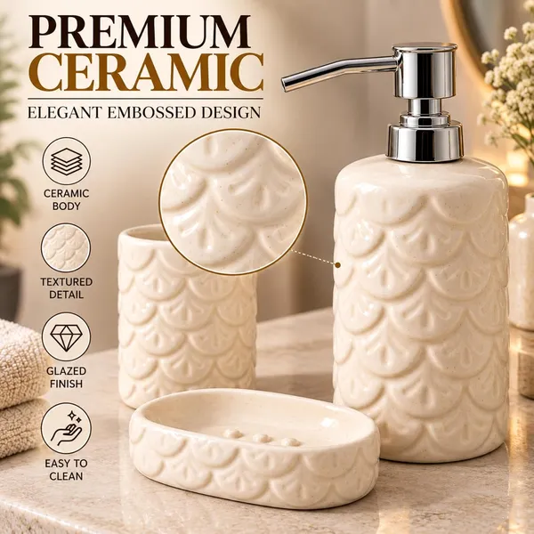 Cream_Ceramic_Glossy_Glazed_Finish_Soap_Dispenser_&_Toothbrush_Holder_&_Soap_Dish_For_Bathroom