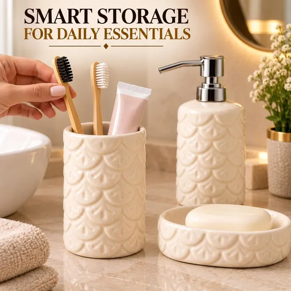 Cream_Ceramic_Glossy_Glazed_Finish_Soap_Dispenser_&_Toothbrush_Holder_&_Soap_Dish_For_Bathroom
