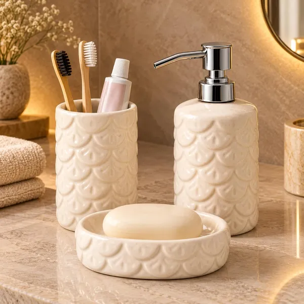 Cream_Ceramic_Glossy_Glazed_Finish_Soap_Dispenser_&_Toothbrush_Holder_&_Soap_Dish_For_Bathroom