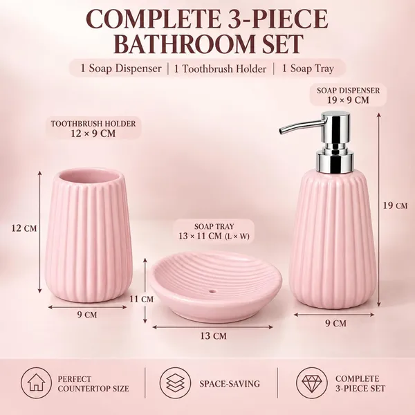 Pink_Ceramic_Glossy_Glazed_Finish_Soap_Dispenser_&_Toothbrush_Holder_&_Soap_Dish_For_Bathroom