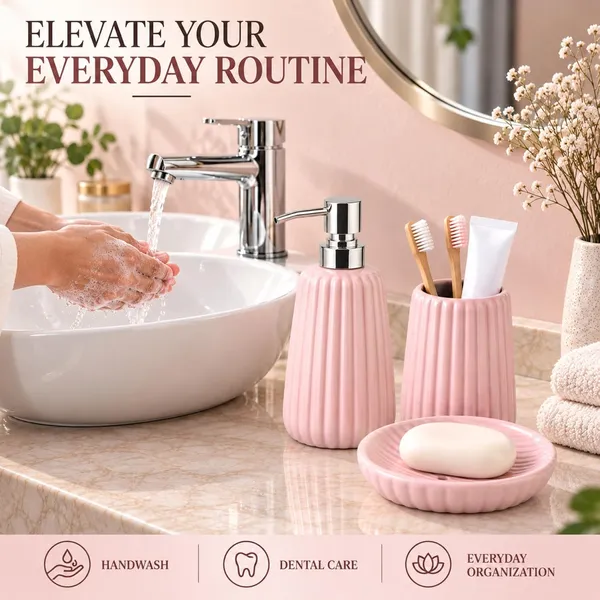 Pink_Ceramic_Glossy_Glazed_Finish_Soap_Dispenser_&_Toothbrush_Holder_&_Soap_Dish_For_Bathroom