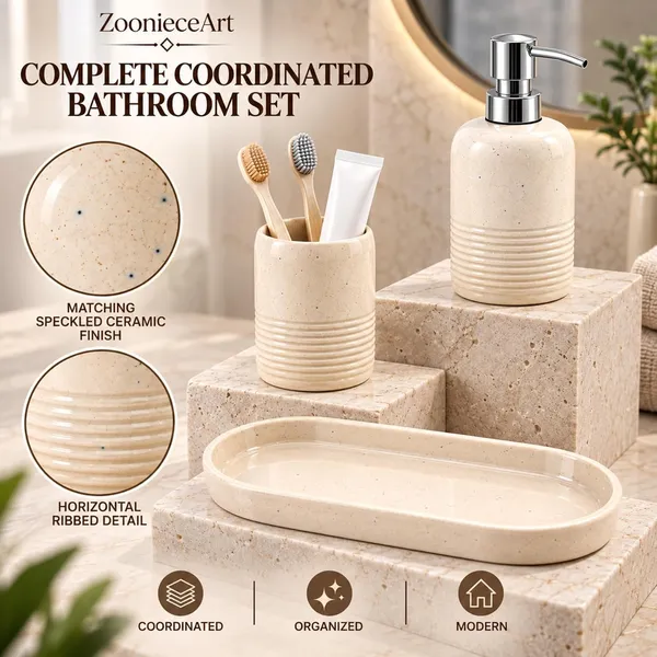 Cream_Ceramic_Glossy_Glazed_Finish_Soap_Dispenser_&_Toothbrush_Holder_&_Organizer_Tray_For_Bathroom