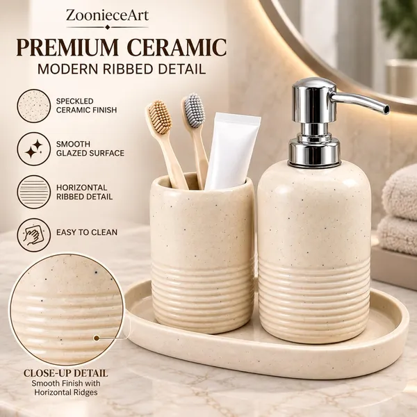 Cream_Ceramic_Glossy_Glazed_Finish_Soap_Dispenser_&_Toothbrush_Holder_&_Organizer_Tray_For_Bathroom