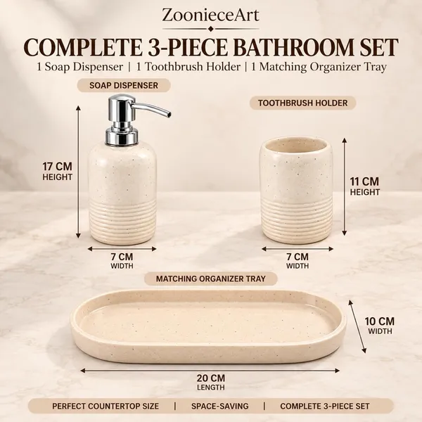 Cream_Ceramic_Glossy_Glazed_Finish_Soap_Dispenser_&_Toothbrush_Holder_&_Organizer_Tray_For_Bathroom