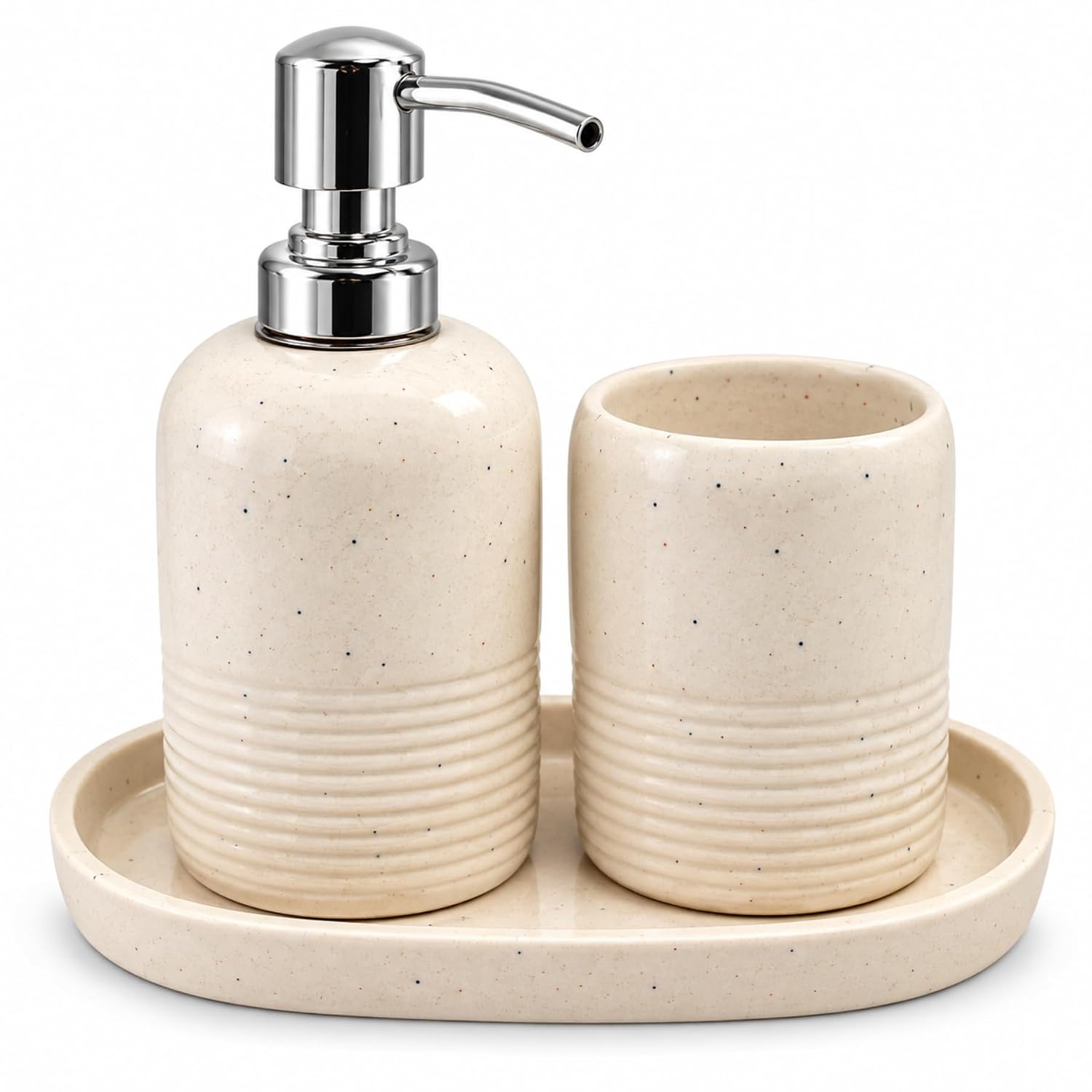 Cream_Ceramic_Glossy_Glazed_Finish_Soap_Dispenser_&_Toothbrush_Holder_&_Organizer_Tray_For_Bathroom