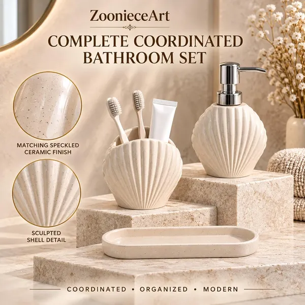 Cream_Ceramic_Glossy_Glazed_Finish_Soap_Dispenser_&_Toothbrush_Holder_&_Organizer_Tray_For_Bathroom