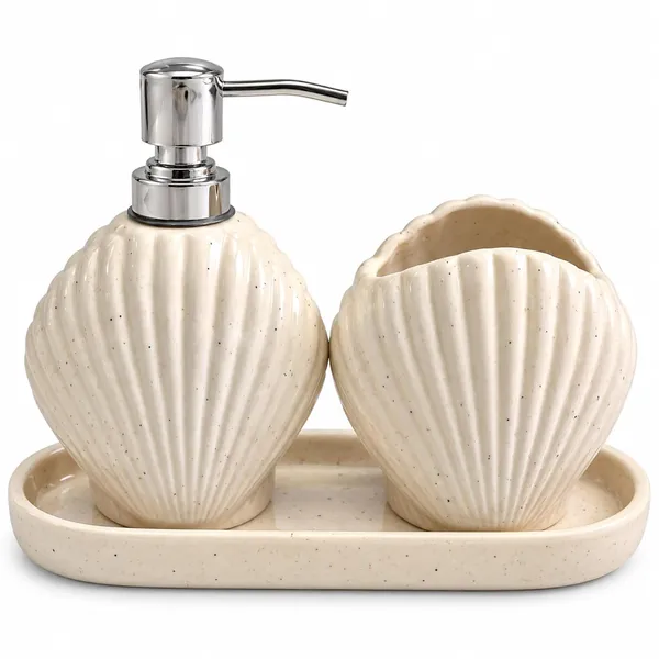 Cream_Ceramic_Glossy_Glazed_Finish_Soap_Dispenser_&_Toothbrush_Holder_&_Organizer_Tray_For_Bathroom