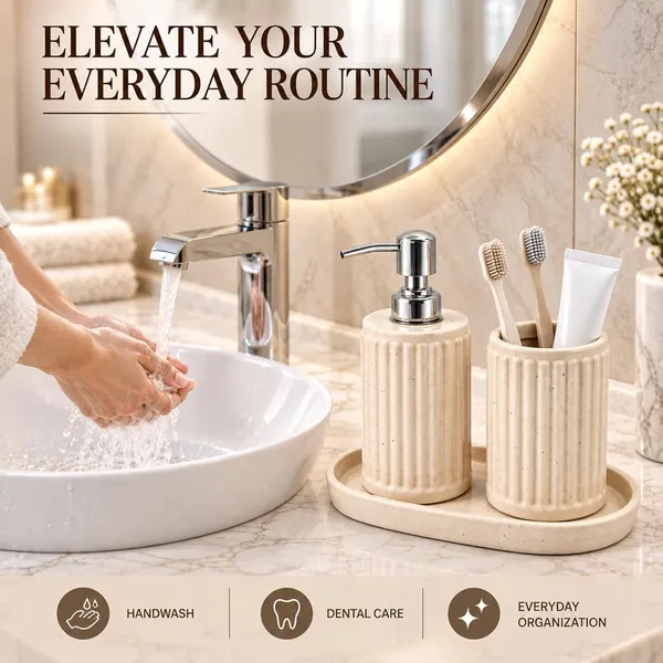 Cream_Ceramic_Glossy_Glazed_Finish_Soap_Dispenser_&_Toothbrush_Holder_&_Organizer_Tray_For_Bathroom