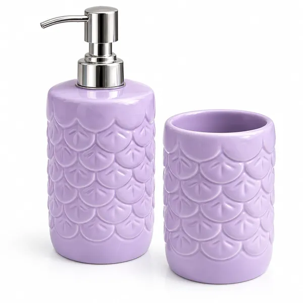 Purple_Ceramic_Glossy_Glazed_Finish_Soap_Dispenser_With_Pump_&_Toothbrush_Holder_For_Bathroom