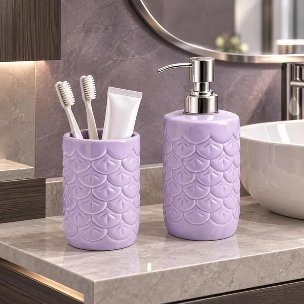 Purple_Ceramic_Glossy_Glazed_Finish_Soap_Dispenser_With_Pump_&_Toothbrush_Holder_For_Bathroom