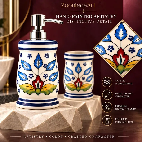 Multicolor_Ceramic_Glossy_Glazed_Finish_Soap_Dispenser_With_Pump_&_Toothbrush_Holder_For_Bathroom