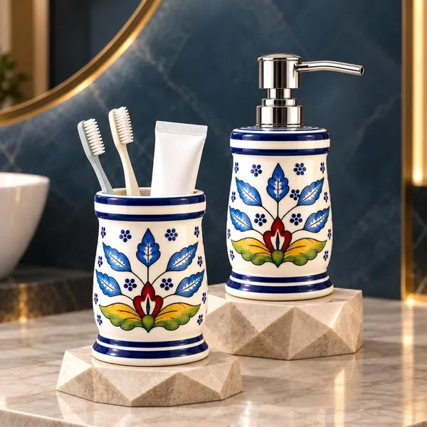Multicolor_Ceramic_Glossy_Glazed_Finish_Soap_Dispenser_With_Pump_&_Toothbrush_Holder_For_Bathroom