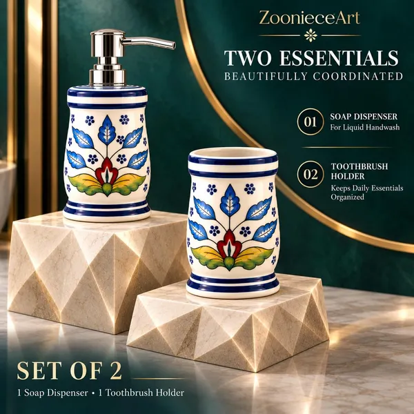Multicolor_Ceramic_Glossy_Glazed_Finish_Soap_Dispenser_With_Pump_&_Toothbrush_Holder_For_Bathroom