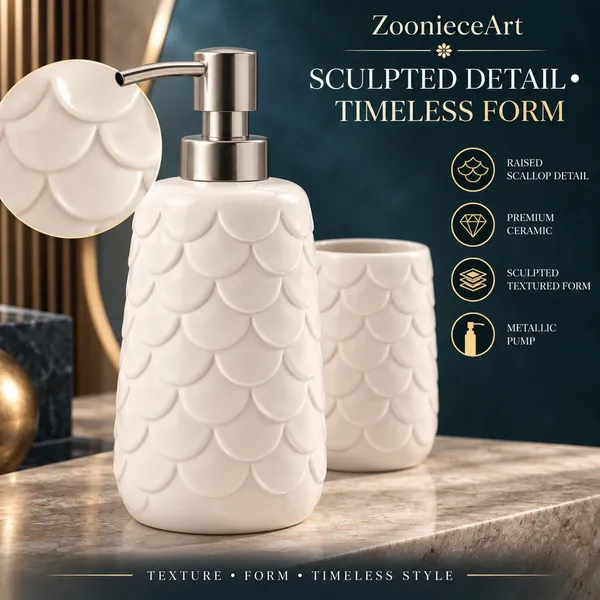 Cream_Ceramic_Glossy_Glazed_Finish_Soap_Dispenser_With_Pump_&_Toothbrush_Holder_For_Bathroom
