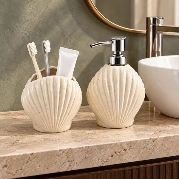 Cream_Ceramic_Glossy_Glazed_Finish_Soap_Dispenser_With_Pump_&_Toothbrush_Holder_For_Bathroom