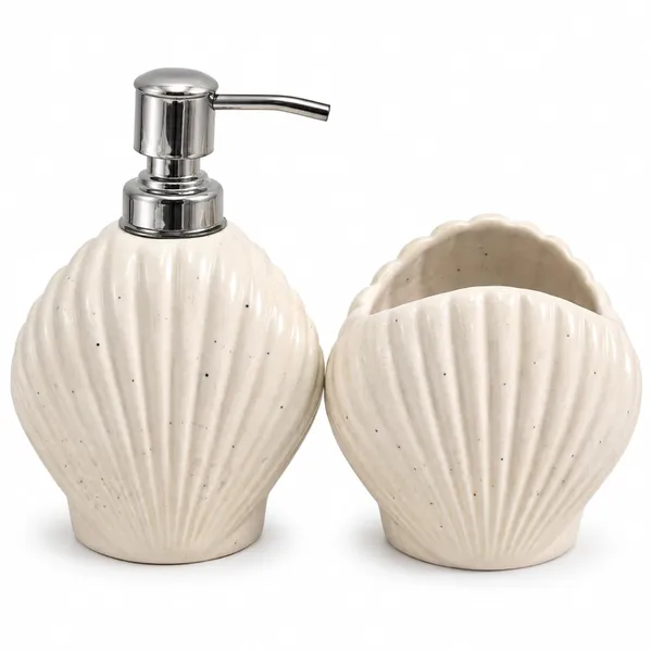 Cream_Ceramic_Glossy_Glazed_Finish_Soap_Dispenser_With_Pump_&_Toothbrush_Holder_For_Bathroom