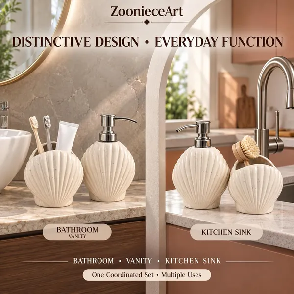 Cream_Ceramic_Glossy_Glazed_Finish_Soap_Dispenser_With_Pump_&_Toothbrush_Holder_For_Bathroom