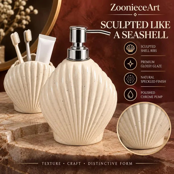 Cream_Ceramic_Glossy_Glazed_Finish_Soap_Dispenser_With_Pump_&_Toothbrush_Holder_For_Bathroom
