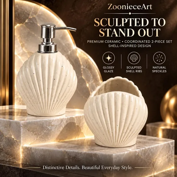 Cream_Ceramic_Glossy_Glazed_Finish_Soap_Dispenser_With_Pump_&_Toothbrush_Holder_For_Bathroom