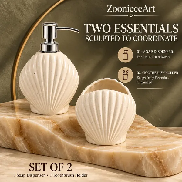 Cream_Ceramic_Glossy_Glazed_Finish_Soap_Dispenser_With_Pump_&_Toothbrush_Holder_For_Bathroom