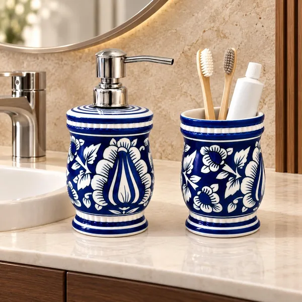 Multicolor_Ceramic_Glossy_Glazed_Finish_Soap_Dispenser_With_Pump_&_Toothbrush_Holder_For_Bathroom