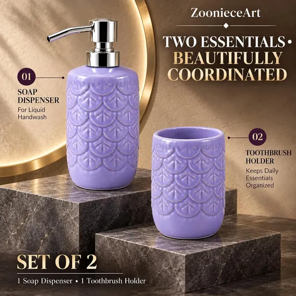 Lavender_Ceramic_Glossy_Glazed_Finish_Soap_Dispenser_With_Pump_&_Toothbrush_Holder_For_Bathroom
