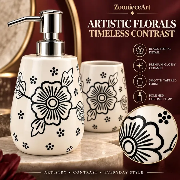 Multicolor_Ceramic_Glossy_Glazed_Finish_Soap_Dispenser_With_Pump_&_Toothbrush_Holder_For_Bathroom